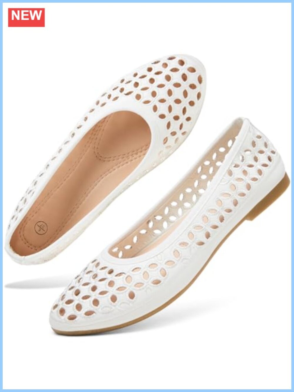 Women's Dress Ballet Flats Slip-On Loafers with Laser-Cut Eyelet Design